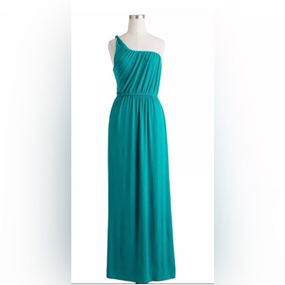 J CREW Vintage Thea One-Shoulder Grecian Dress in Emerald, Sz XXL